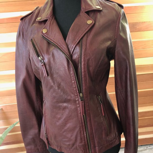 Burgundy Leather Jacket by Andrew Marc - Picture 1 of 1